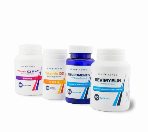 Nahrungsergänzungsmittel Innovisense - Vitamin K2 MK-7, Vitamin D3, Neuromentis und Revimyelin